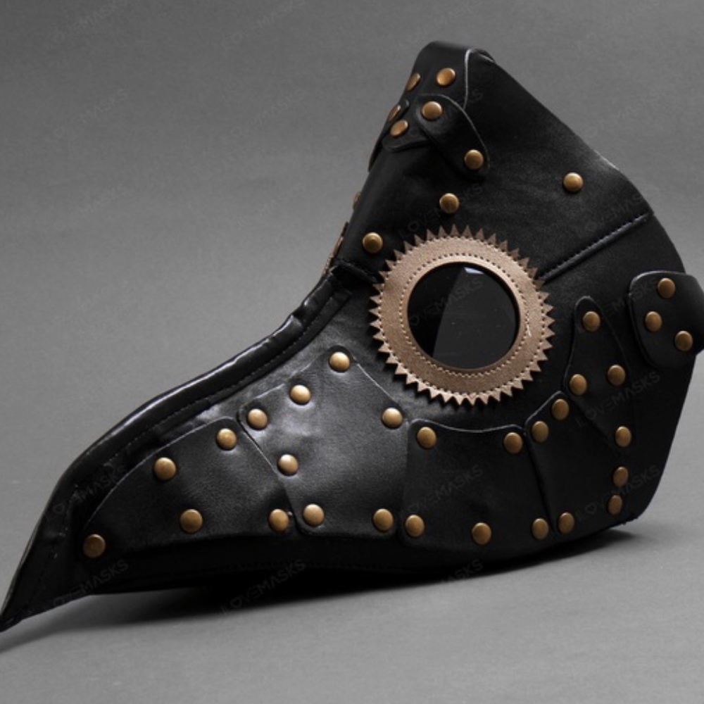 Steampunk Plague Doctor Mask Masquerade Black Gold
